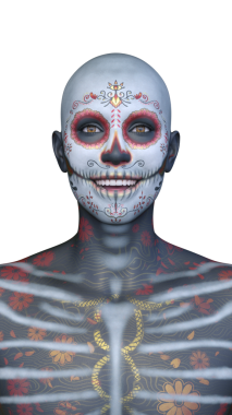 Yüzü boyalı bir adamın 3 boyutlu görüntüsü