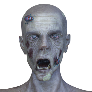 Erkek zombi yüzünün 3 boyutlu hali