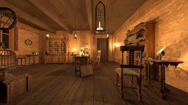 Sihirbaz odasının 3 boyutlu canlandırması