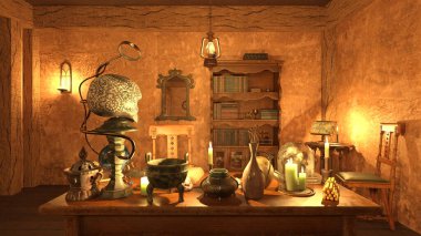 Sihirbaz odasının 3 boyutlu canlandırması