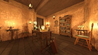 Sihirbaz odasının 3 boyutlu canlandırması