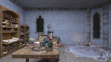 Sihirbaz odasının 3 boyutlu canlandırması