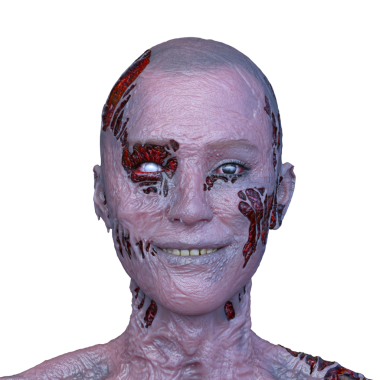 Erkek zombi yüzünün 3 boyutlu hali