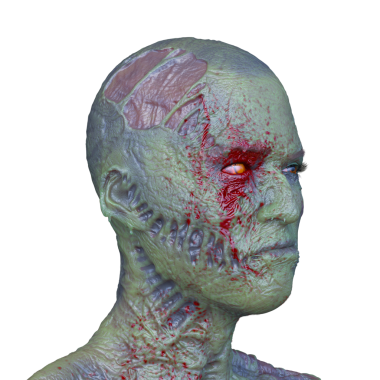 Erkek zombi yüzünün 3 boyutlu hali