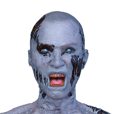 Erkek zombi yüzünün 3 boyutlu hali