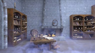 Sihirbaz odasının 3 boyutlu canlandırması