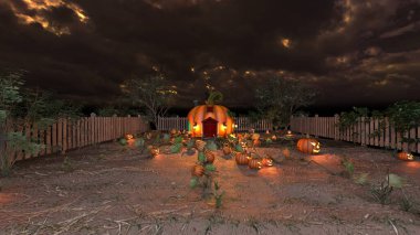 Balkabağı evinin 3 boyutlu canlandırması