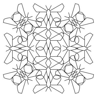 Kelebeklerin geometrik figürlerinin siyah renkli süslemeleri beyaz arkaplanda kombinasyon tarzında 