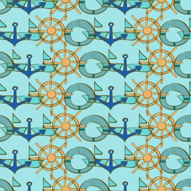 Deniz cisimlerinin turkuaz tonlarında pürüzsüz deseni 