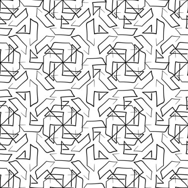 Siyah beyaz teknelerle kusursuz geometrik desen 