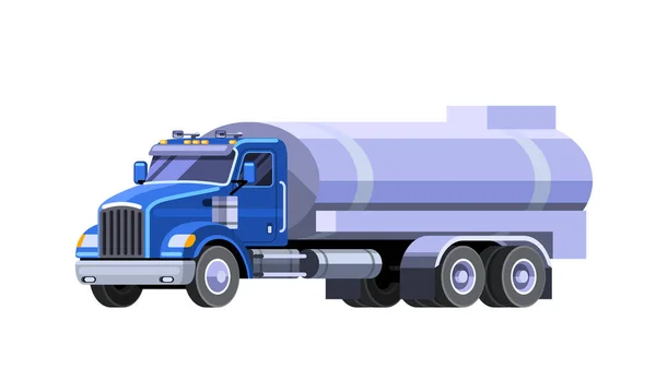 概要現代の燃料トラックフロントサイドビュー 燃料タンク車 ベクトル分離図 — ストックベクタ