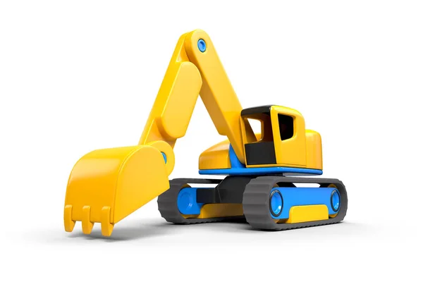 Toy Style Excavator Tracked Frame Three Dimensional Raster Graphic Illustration — Stock Photo, Image