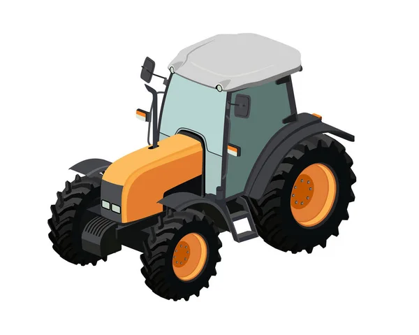Landbouwtrekker Orthografisch Overzicht Abstracte Landbouwmachines Kleurrijke Vector Clip Art Witte — Stockvector