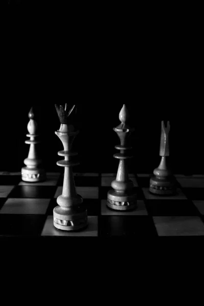 Sakkfigurák Fekete Fehérben — Stock Fotó