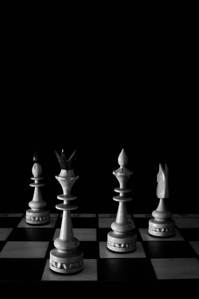Šachové Figurky Černé Bílé — Stock fotografie