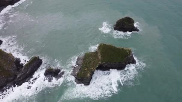 Portreath Godrevy Aerial Landscape Coast Path Cornwall — Video