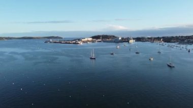 Falmouth harbour cornwall england uk from above aerial drone 