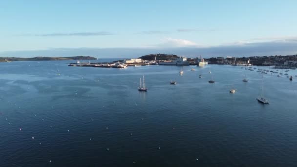 Falmouth Harbour Cornwall England Aerial Drone — Stock Video