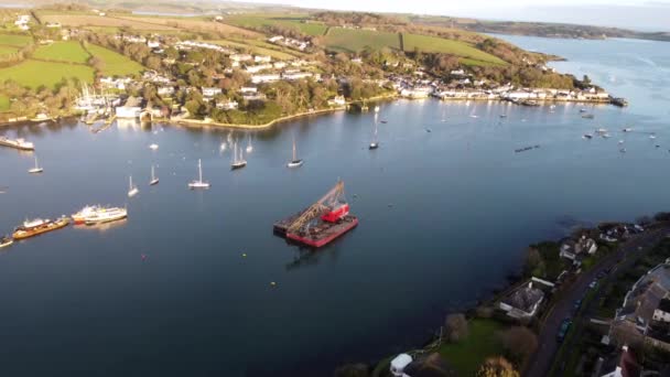 Falmouth Harbour Cornwall England Aerial Drone — стоковое видео