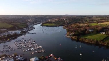 Falmouth harbour cornwall england uk from above aerial drone 