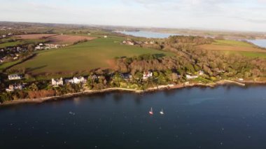 Falmouth harbour cornwall england uk from above aerial drone 