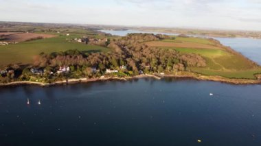 Falmouth harbour cornwall england uk from above aerial drone 