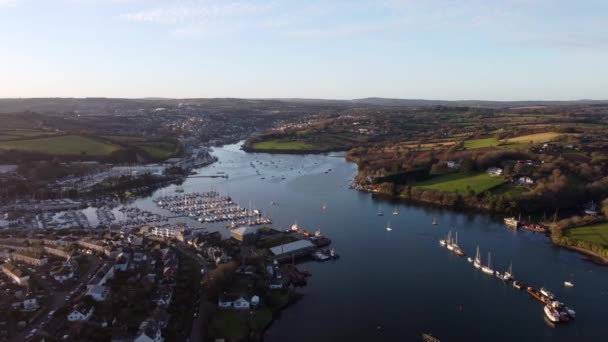 Falmouth Harbour Cornwall England Aerial Drone — Stock Video
