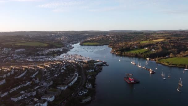 Falmouth Harbour Cornwall England Aerial Drone — Stok Video