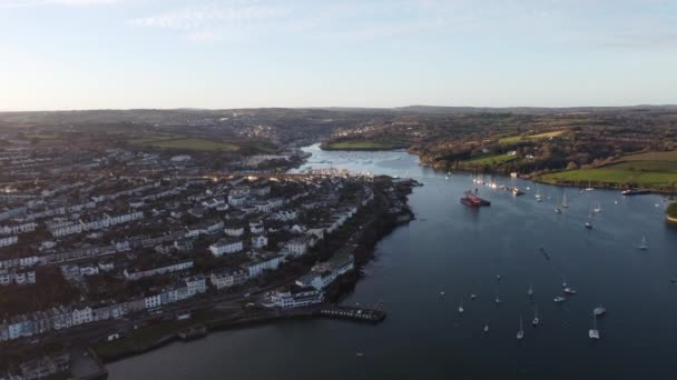 Falmouth Harbour Cornwall England Aerial Drone — Stok Video