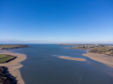Padstow the doom bar cornwall england uk from the air drone 