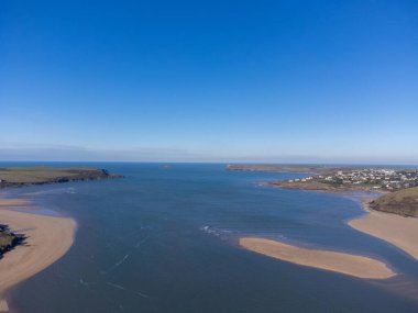 Padstow the doom bar cornwall england uk from the air drone 