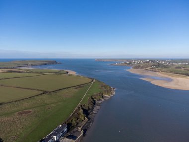 Padstow the doom bar cornwall england uk from the air drone 