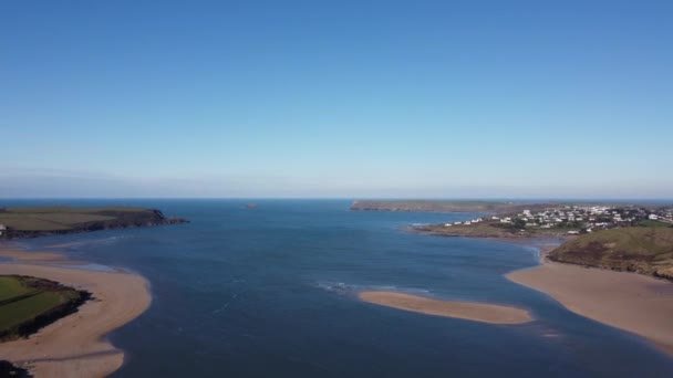 Padstow Doom Bar Cornwall England Drone Aerial — Stockvideo