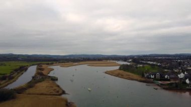 Topsham near Exeter from the air drone aerial devon england uk 