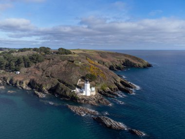 St Antonys lighthouse from the air cornwall uk drone aerial 