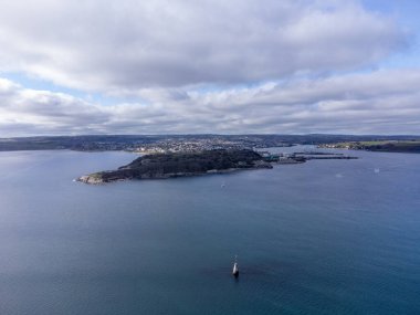 Pendennis point near Falmouth Cornwall england uk from the air drone aerial 