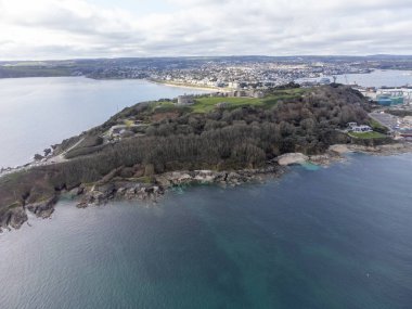 Pendennis point near Falmouth Cornwall england uk from the air drone aerial 
