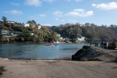 Feribot Fowey Nehri Cornwall İngiltere 'de. 