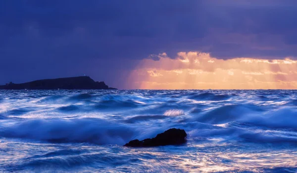 Пляж Уипсидерри Возле Ньюкай Закате Английский Корнуолл — стоковое фото