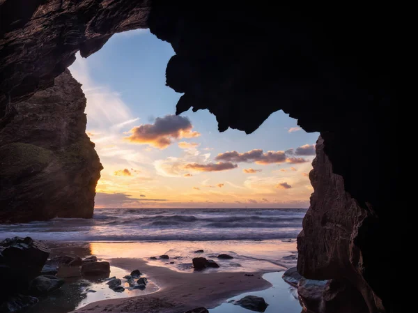 stock image Whipsiderry beach near Newquay at sunset. Cornwall england uk 