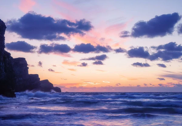 日落时在纽凯附近的惠普西德里海滩 Cornwall England — 图库照片