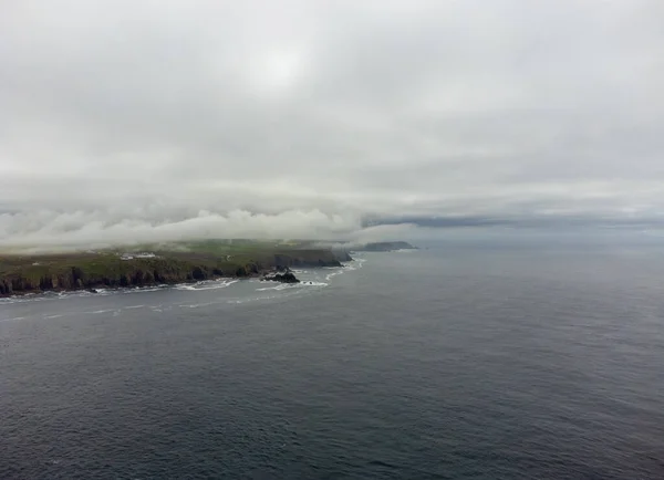Terras Terminam Partir Daí Drone Aéreo Cornwall — Fotografia de Stock