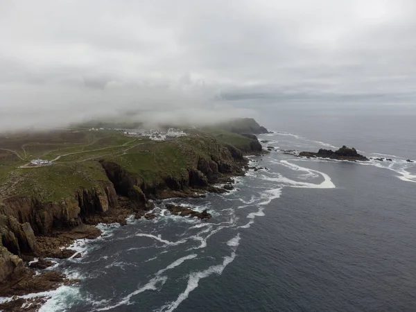 Les Terres Terminent Drone Aérien Cornwall Royaume Uni — Photo