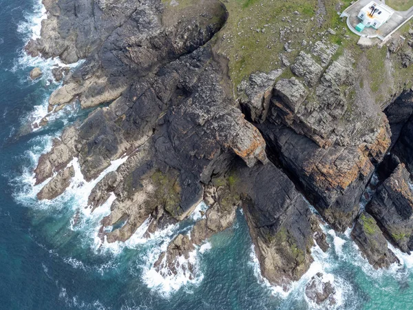 Unesco Patrimonio Costa Alrededor Geevor Pendiente Cornwall England Desde Aire —  Fotos de Stock
