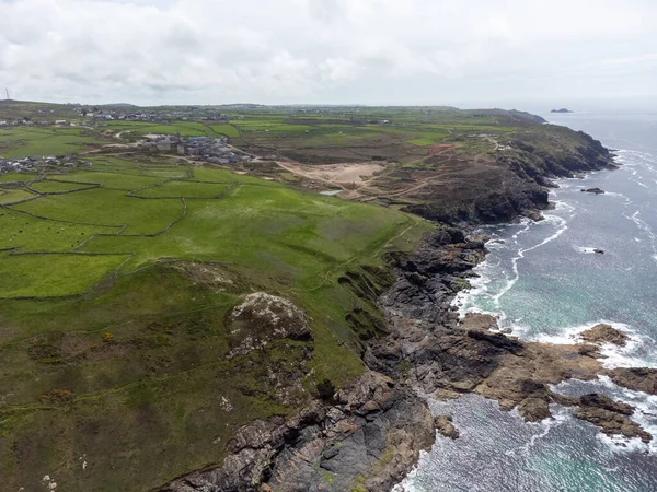 Côte Patrimoine Unesco Autour Geevor Pendentif Cornwall Angleterre Drone Aérien — Photo