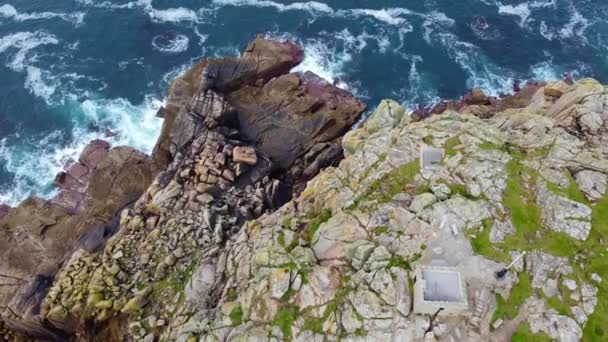 Aerial Cliffs Sennen Cornwall England Drone — Stock Video