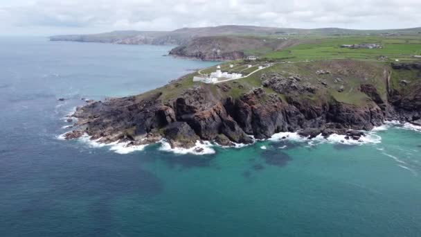 Hangende Kliffen Van Lucht Drone Maïsmuur Engeland — Stockvideo