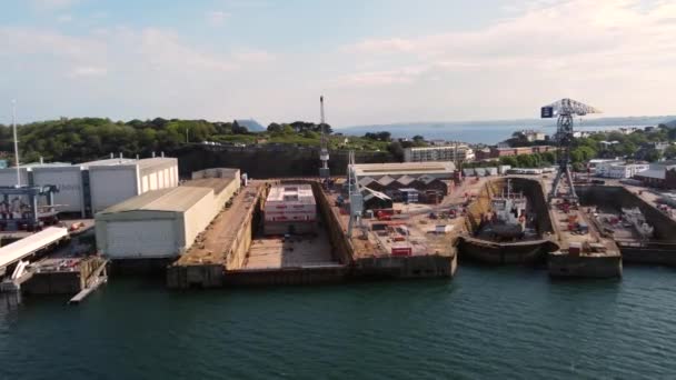 Barcaza Refugiados Rehabilitación Muelles Falmouth Cornwall Inglaterra Reino Unido — Vídeos de Stock