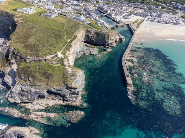 Portreath Desde Aire Cornwall England Drone —  Fotos de Stock