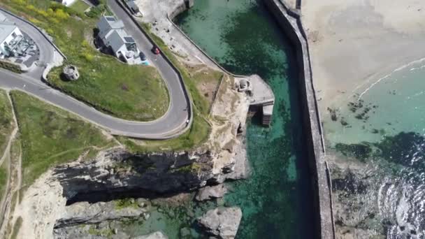Porteath Cornwall Inglaterra Drone Aéreo — Vídeo de Stock